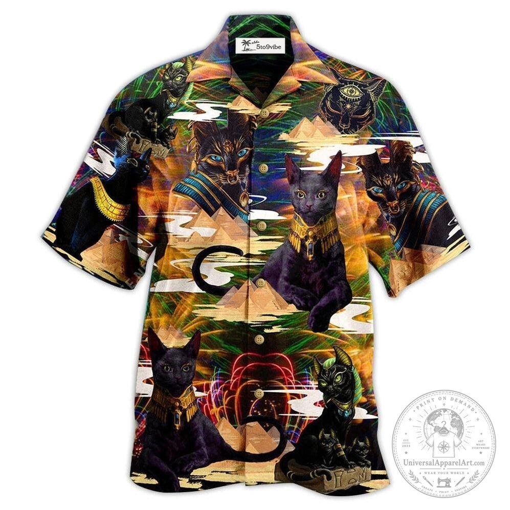 Egyptian Black Cat God Bastet Pyramids Ancient Egypt Hawaiian Shirt