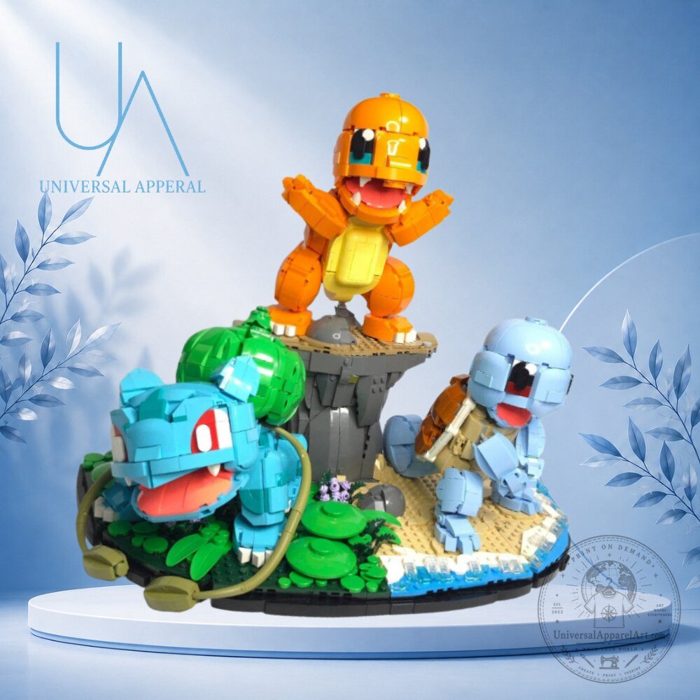 Pokemon Kanto Starters Brick Building Set Exclusive Diorama Display Toy