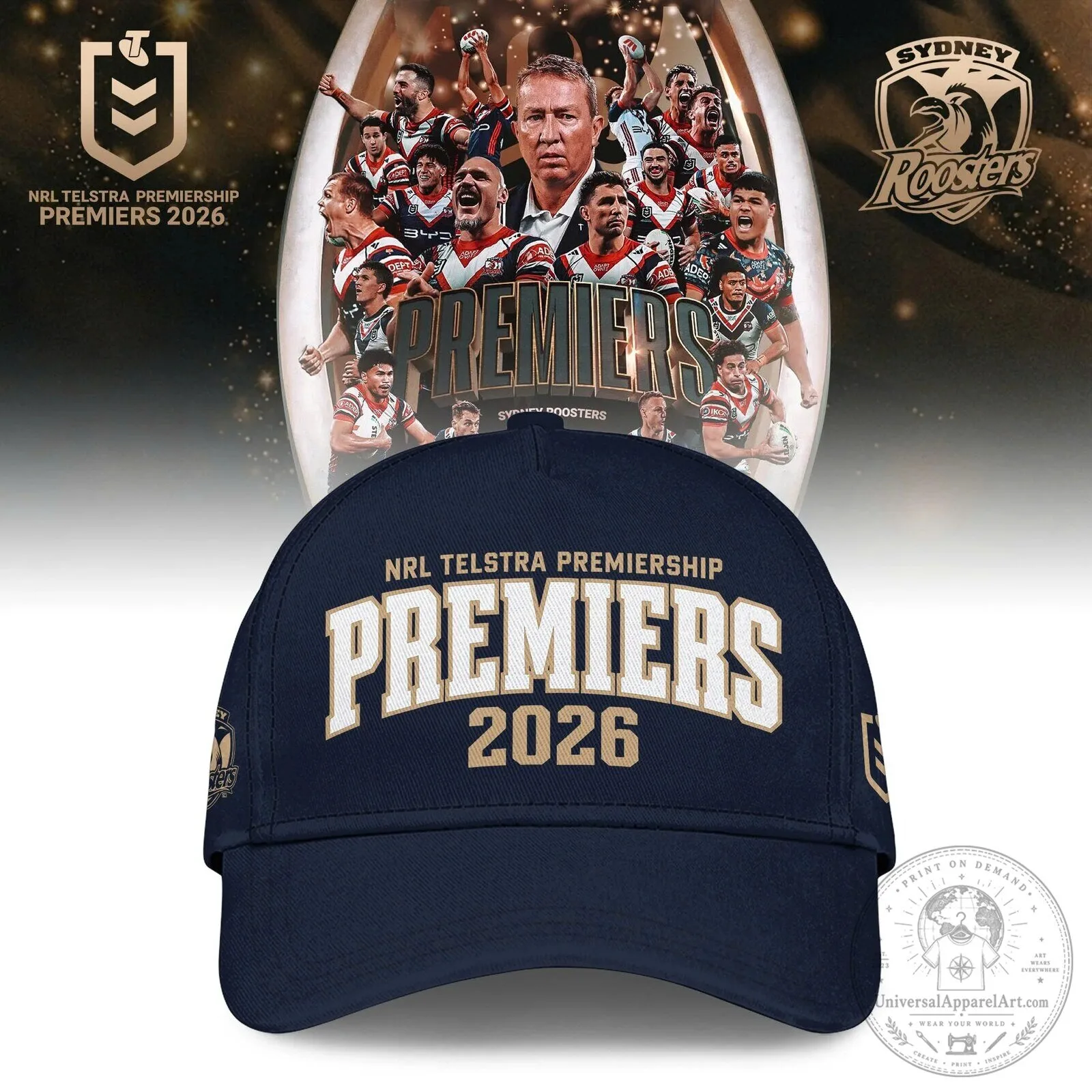 Sydney Roosters NRL Telstra Premiership Premiers 2026 Navy Blue Cap Hat