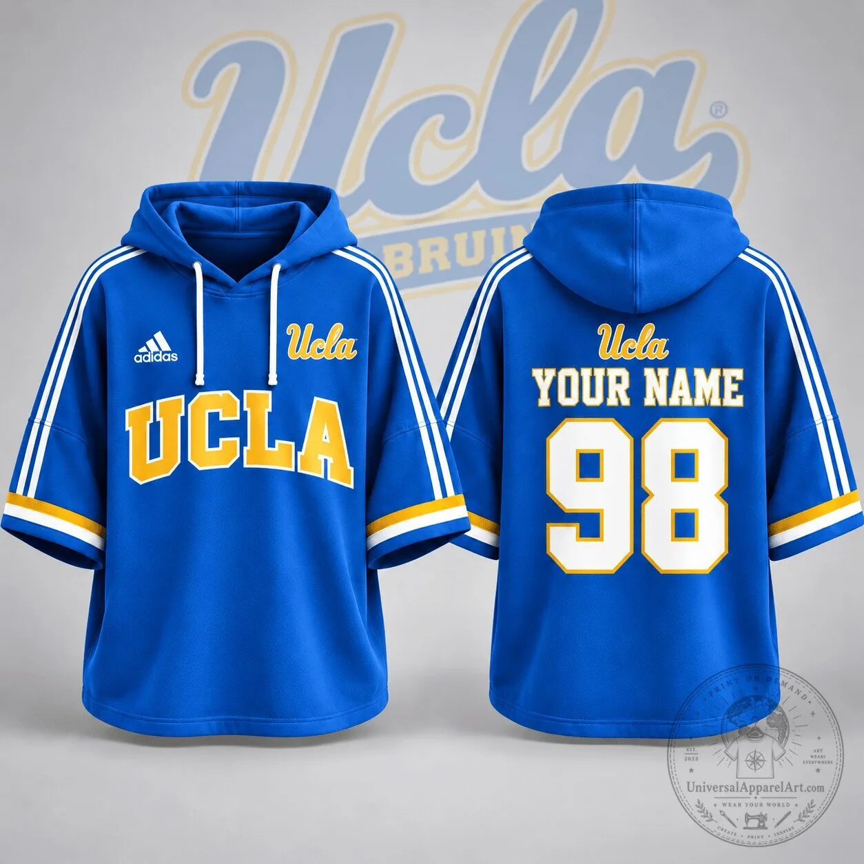 UCLA Bruins Personalized Short Sleeve Hoodie Jersey
