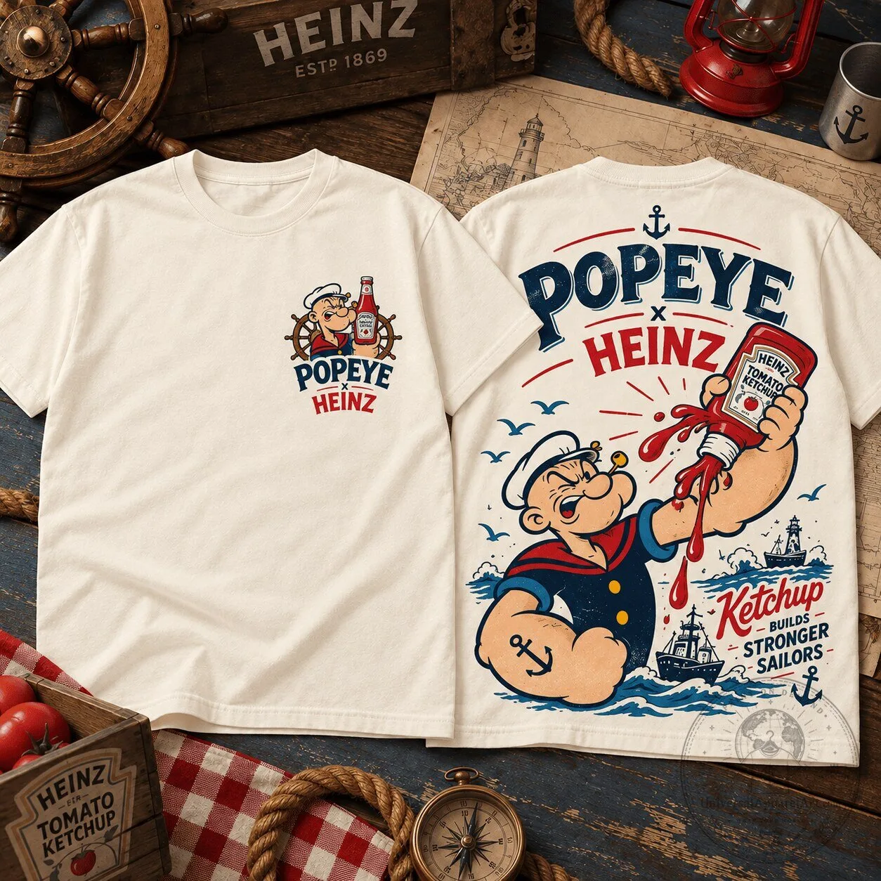 Popeye The Sailor Man Heinz Ketchup Collaboration T-Shirt