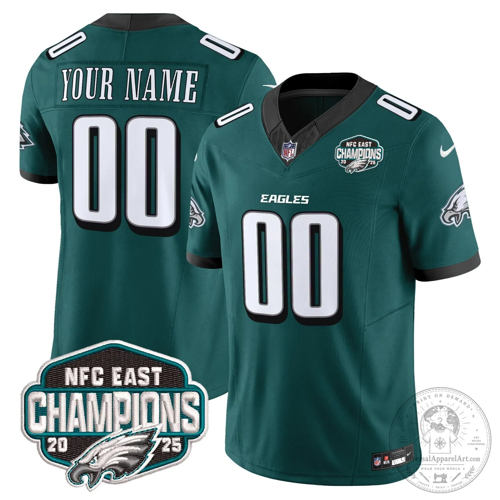 Custom Football Jersey for 2025 Philadelphia Eagles NFC East Champions