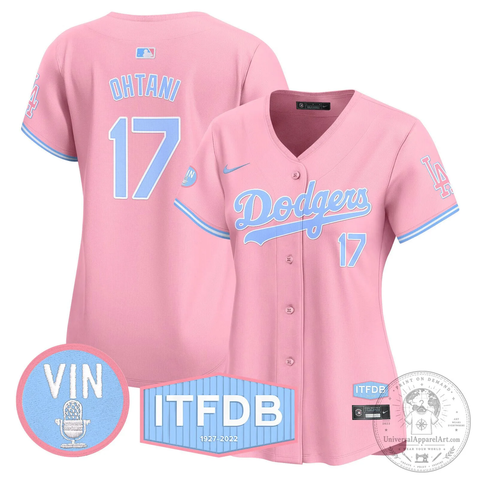 Los Angeles Dodgers Shohei Ohtani Pink Baseball Jersey for Women