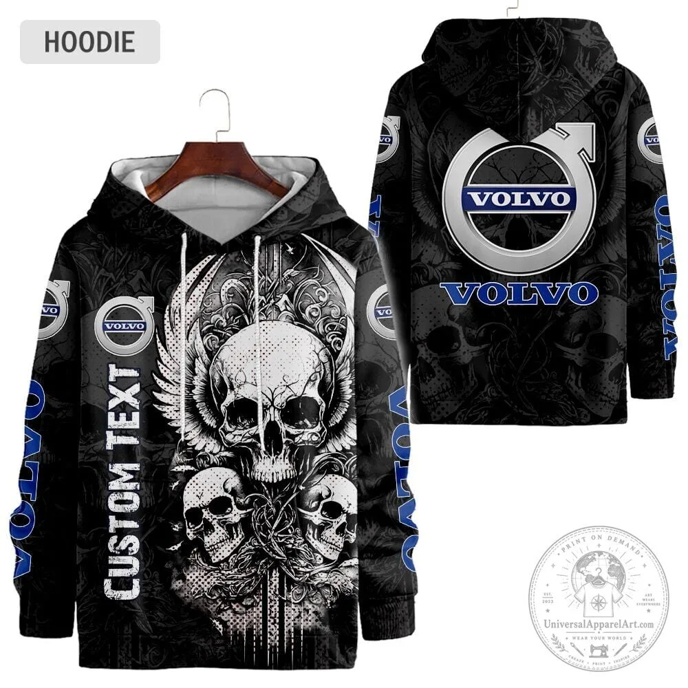 Volvo Skull Wings Custom Name All-Over Print Hoodie
