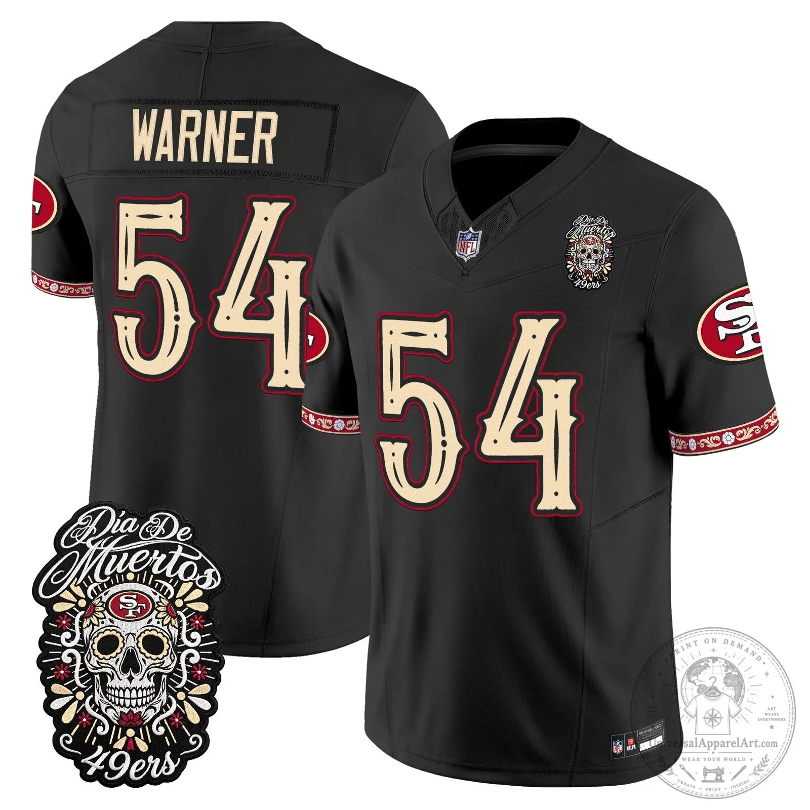 San Francisco 49ers Fred Warner Dia de los Muertos Football Jersey