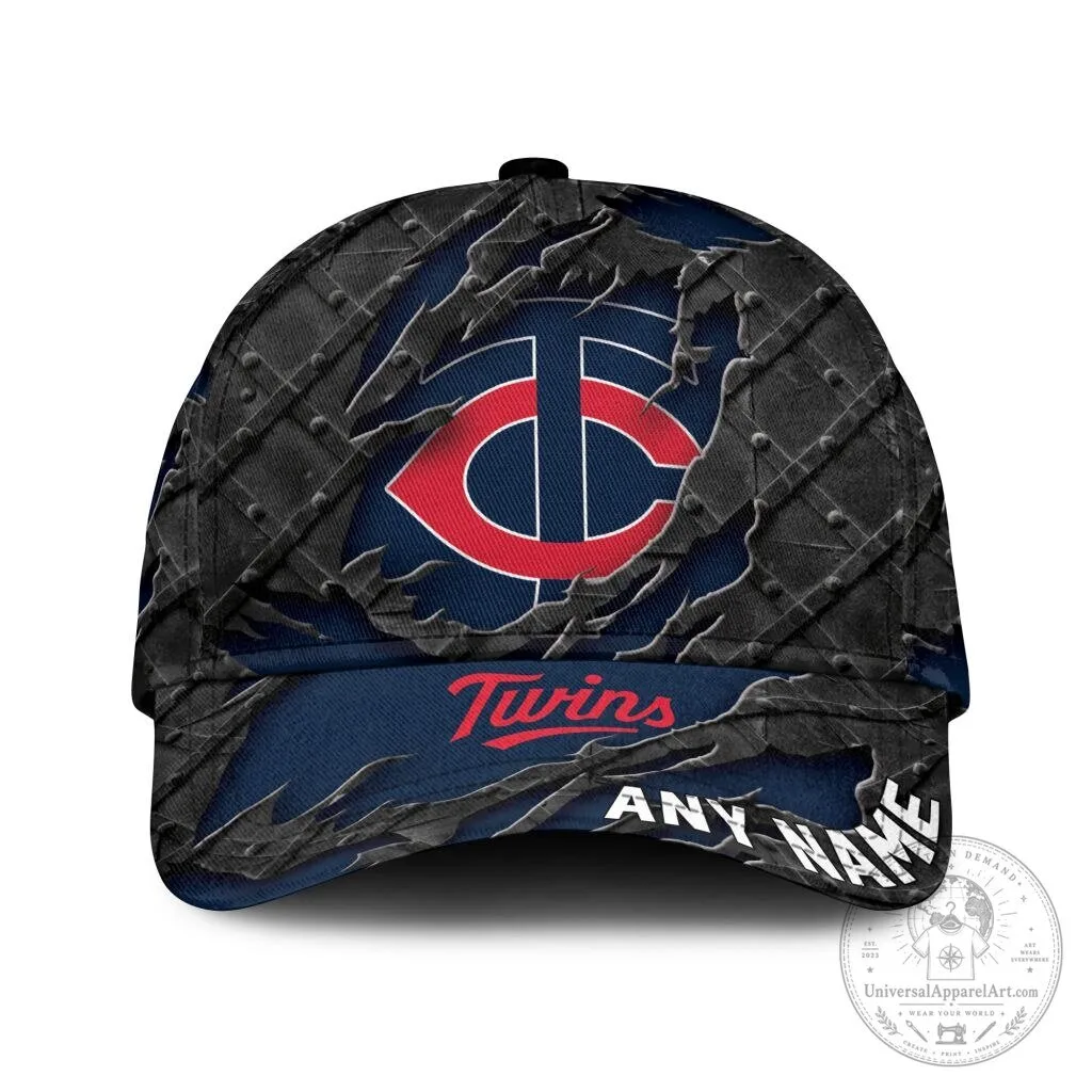 Minnesota Twins Personalized Name Black Metal Design Classic Cap Hat