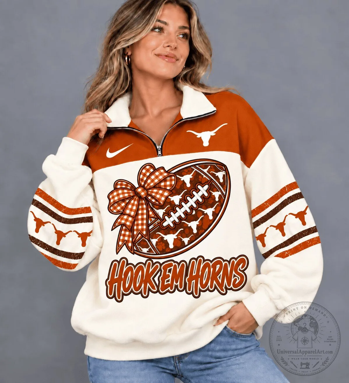 Texas Football Hook 'Em Horns Quarter-Zip Sweatshirt for Women