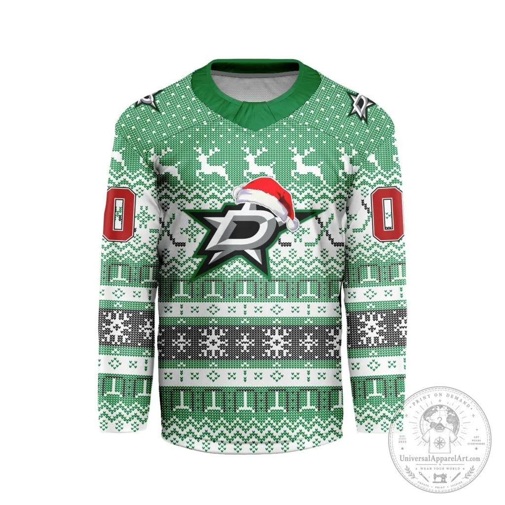 Dallas Stars Personalized Christmas Ugly Sweater Style Hockey Jersey