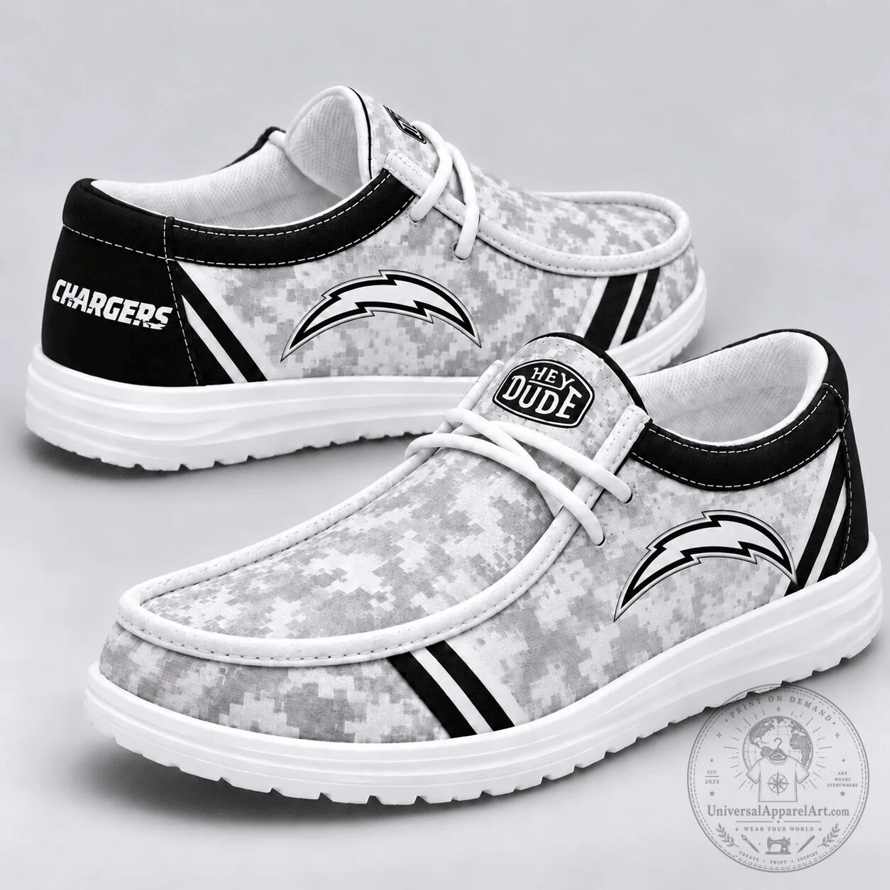 Los Angeles Chargers NFL Team Logo Digital Camouflage Loafer Shoes