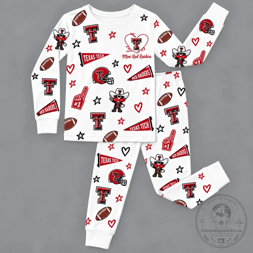 Texas Tech Red Raiders Kids Football Fan Pajamas Set Texas Tech Red Raiders Kids Football Fan Pajamas Set