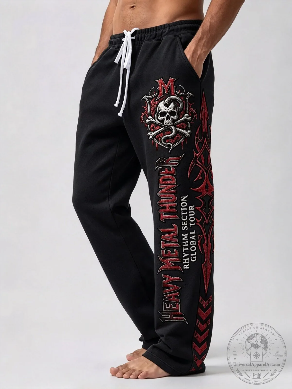 Heavy Metal Thunder Rhythm Section Global Tour Skull Graphic Sweatpants