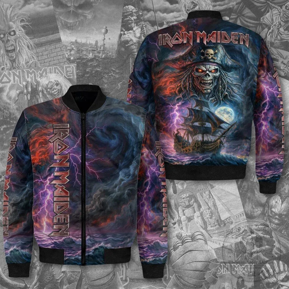 Iron Maiden The Trooper Eddie Pirate Ship Heavy Metal Bomber Jacket