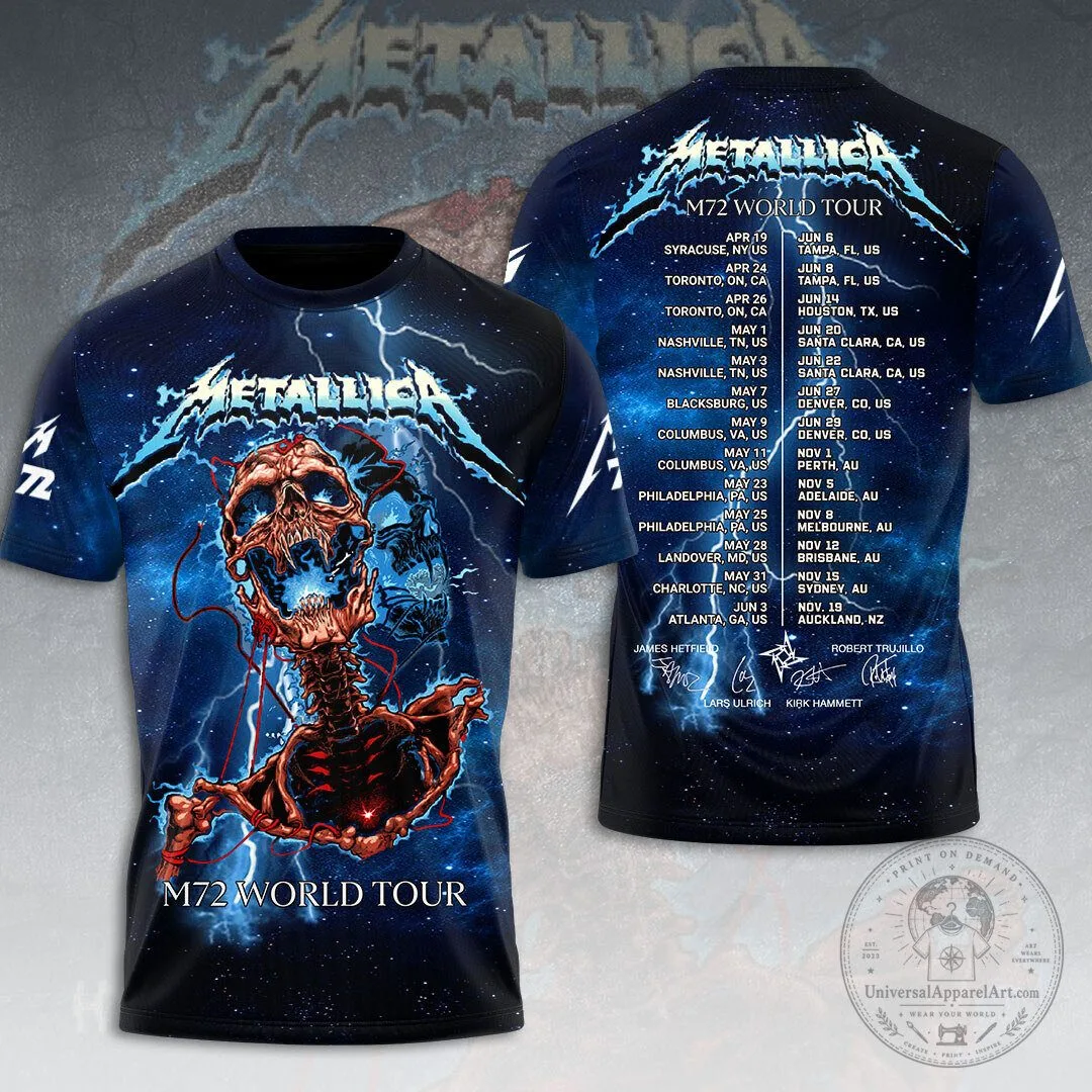 Short Sleeve T-Shirt with Skull Graphic for Metallica's M72 World Tour