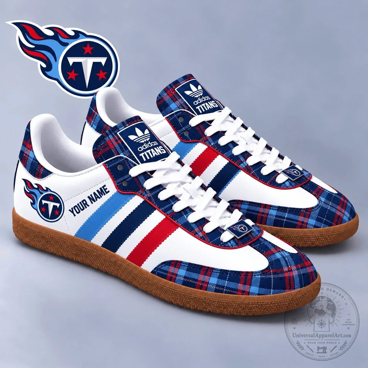 Tennessee Titans NFL Plaid Pattern Custom Name Samba Style Shoes