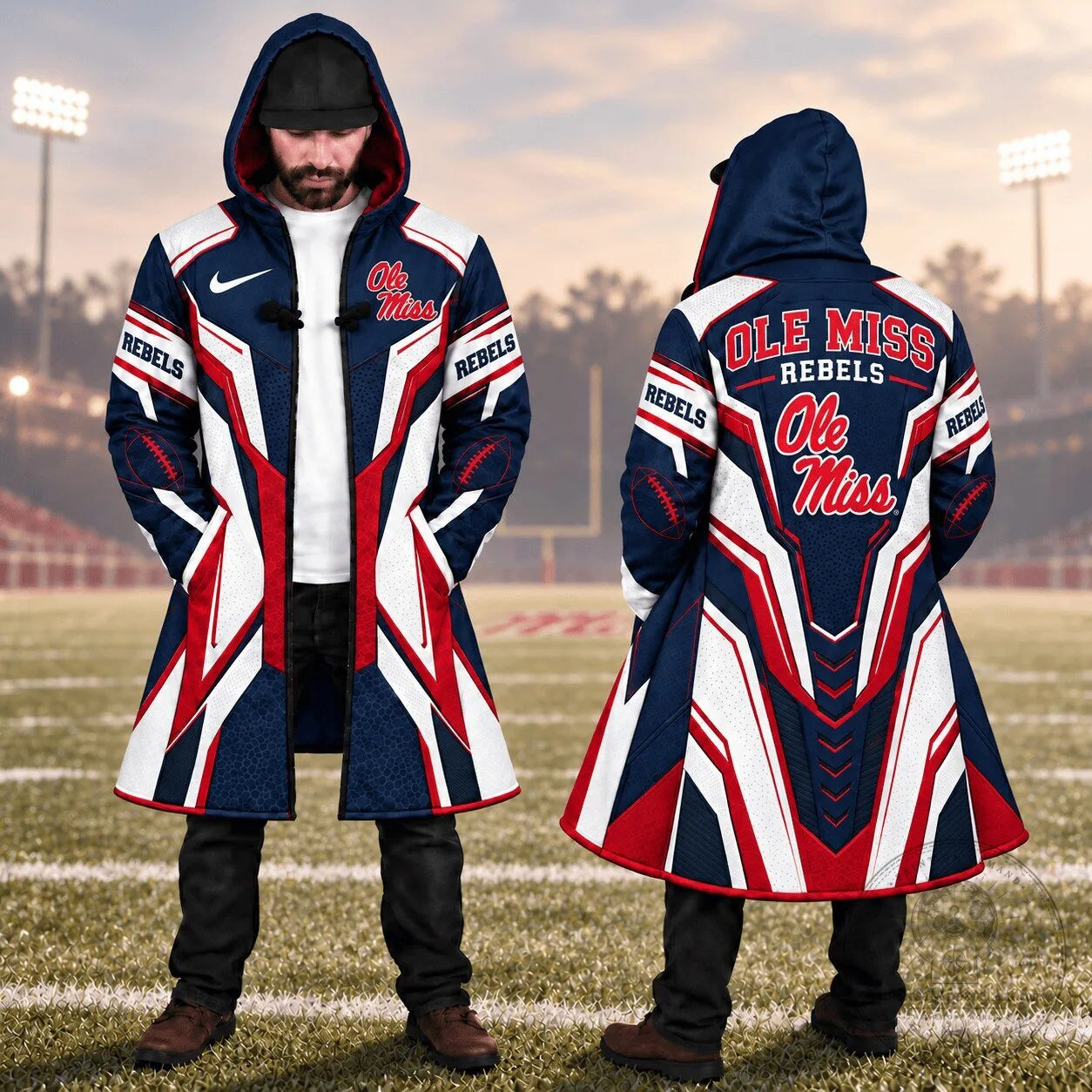 Ole Miss Rebels Football Team Logo Premium Cloak Jacket