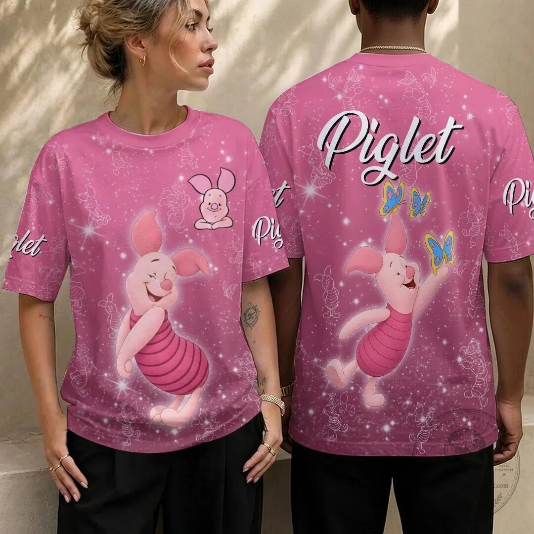 Winnie the Pooh Piglet Happy Pink All Over Print T-Shirt