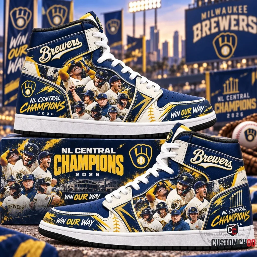 Milwaukee Brewers Baseball NL Central Champions High Top Shoes Milwaukee Brewers Baseball NL Central Champions High Top Shoes