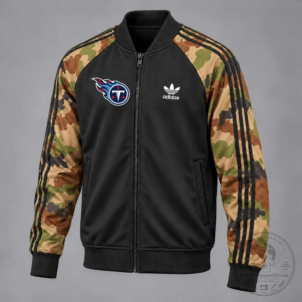Tennessee Titans NFL Camouflage Sleeves Adidas Style Bomber Jacket