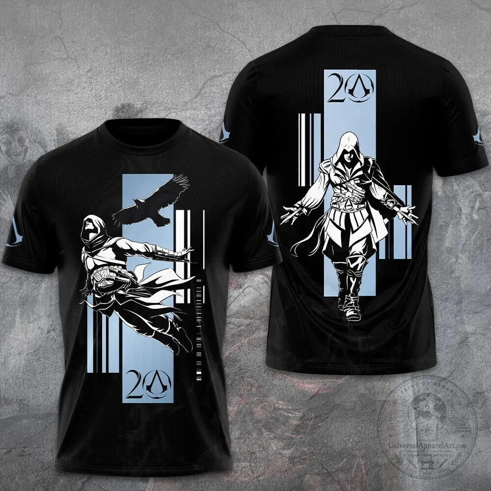 Assassin's Creed 20th Anniversary Black Graphic Short Sleeve T-Shirt