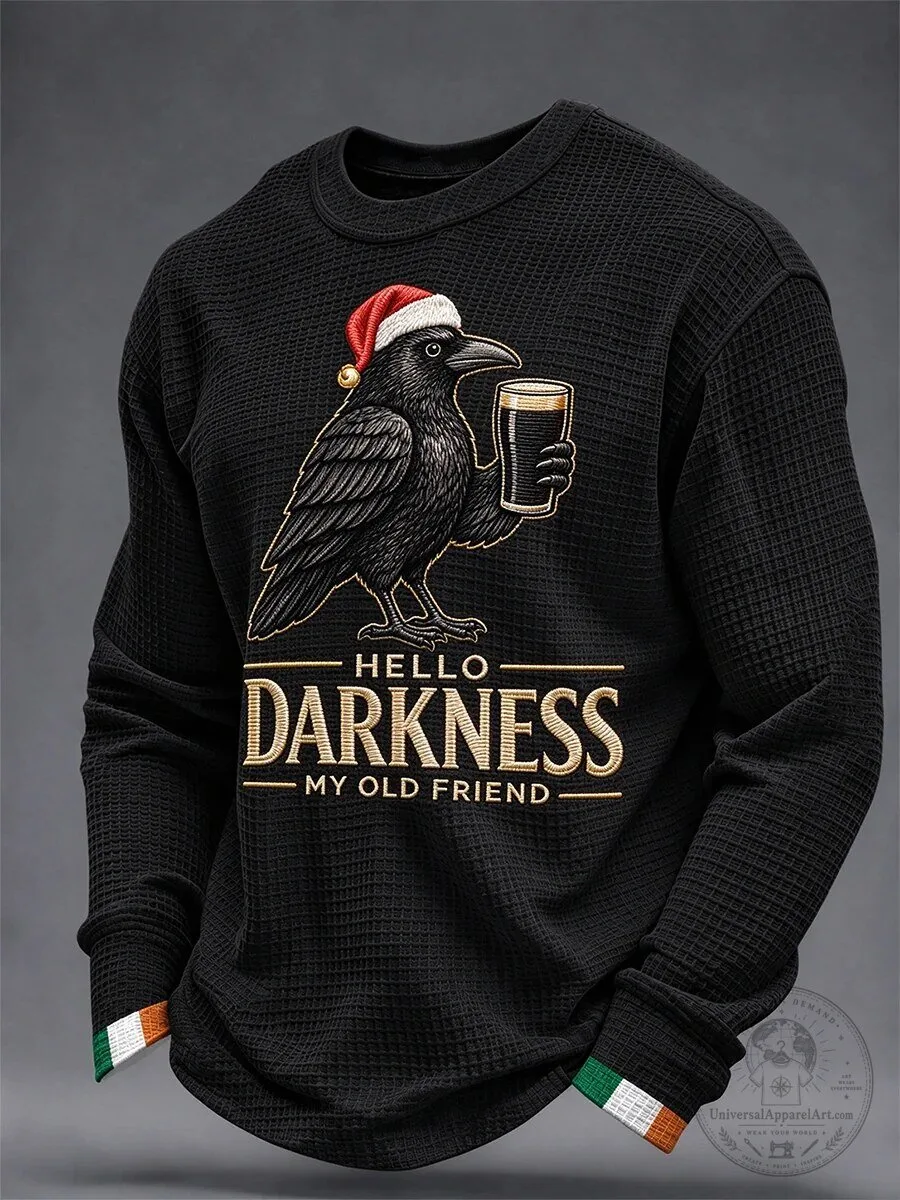 Hello Darkness My Old Friend Crow Christmas Holiday Crewneck Sweatshirt