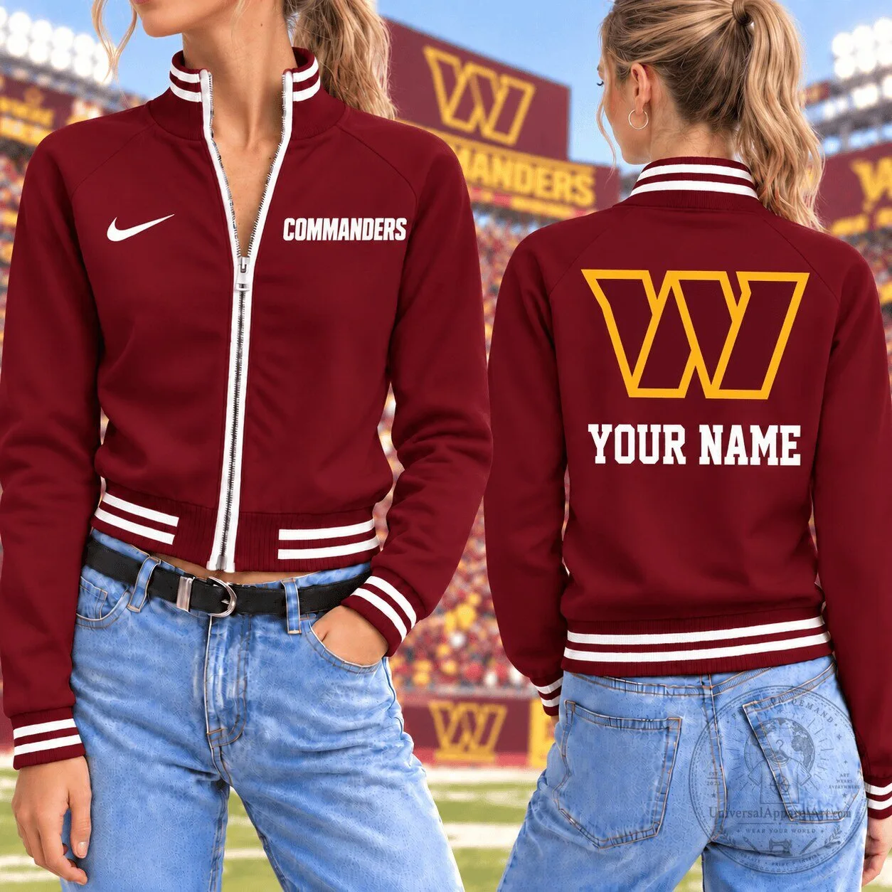 Washington Commanders Women's Custom Name Full Zip Jacket