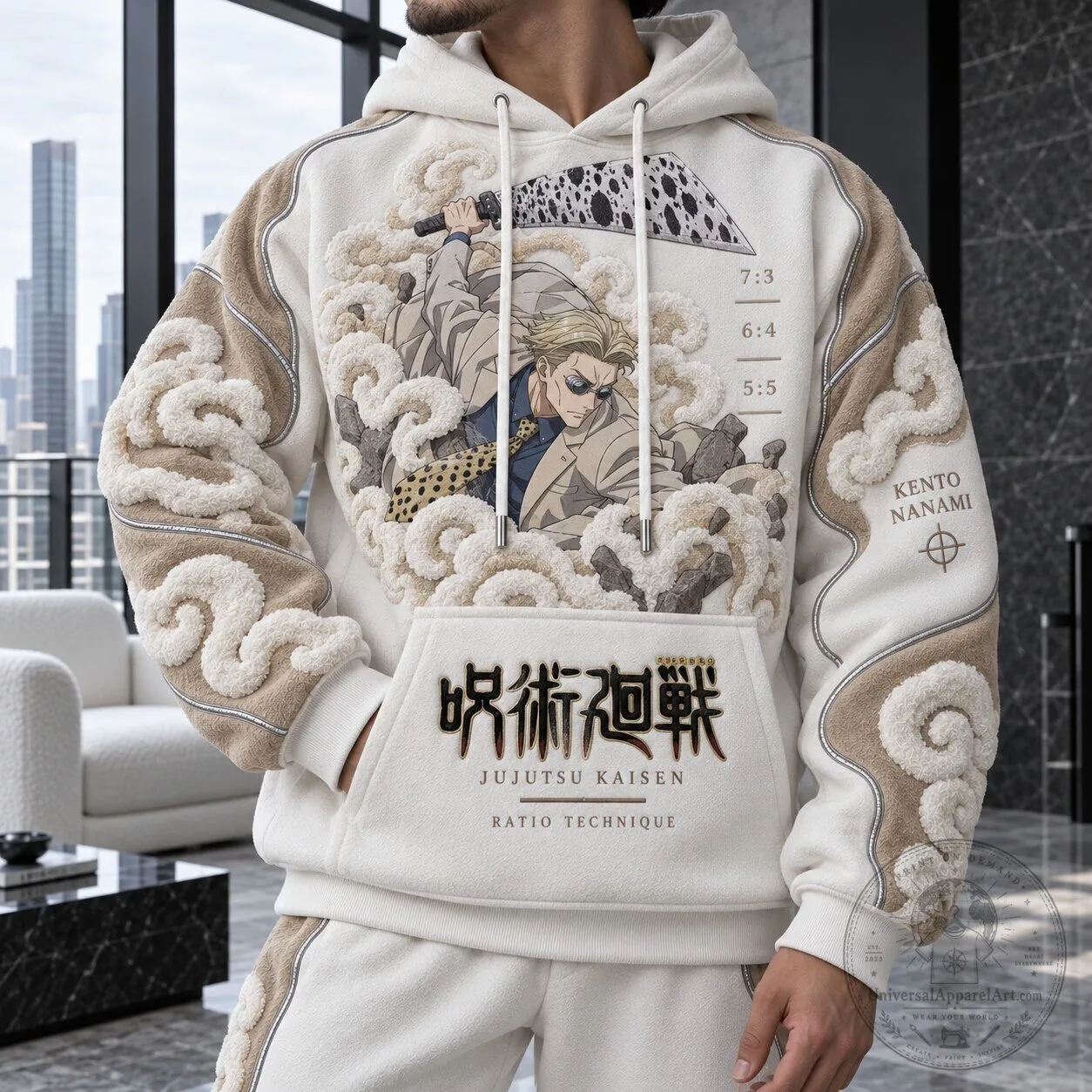 Anime Hoodie featuring Kento Nanami's Ratio Technique from Jujutsu Kaisen