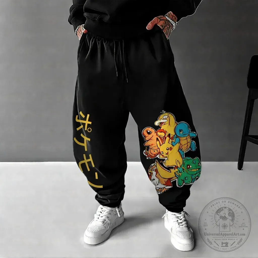 Pokemon Pikachu Squirtle Charmander Bulbasaur Psyduck Unisex Jogger Pants 1 Pokemon Pikachu Squirtle Charmander Bulbasaur Psyduck Unisex Jogger Pants