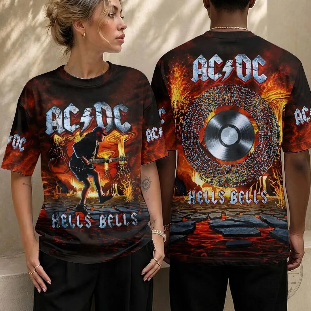 AC/DC Hells Bells Album Cover Rock Band Graphic T-Shirt