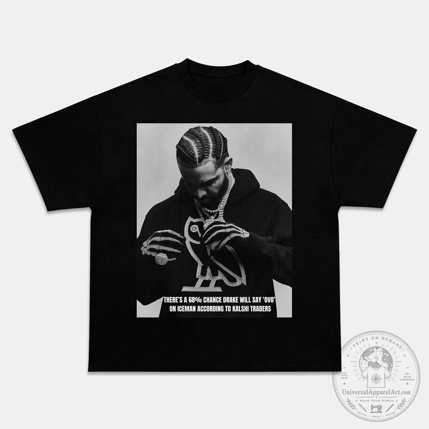Drake OVO Iceman Kalshi Traders Meme Black Graphic T-Shirt