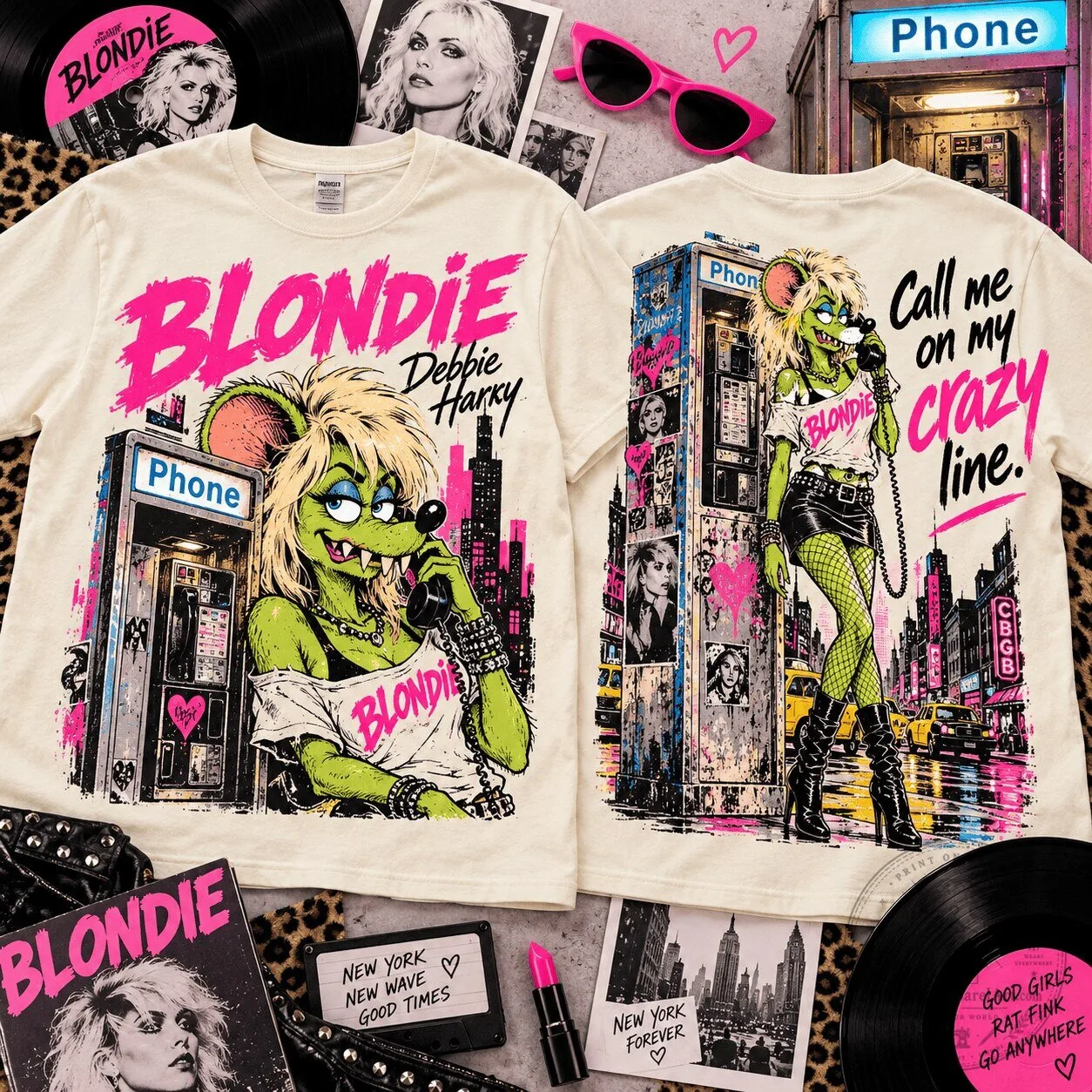 Blondie Debbie Harry Rat Fink Crazy Line New Wave Punk Rock T-Shirt