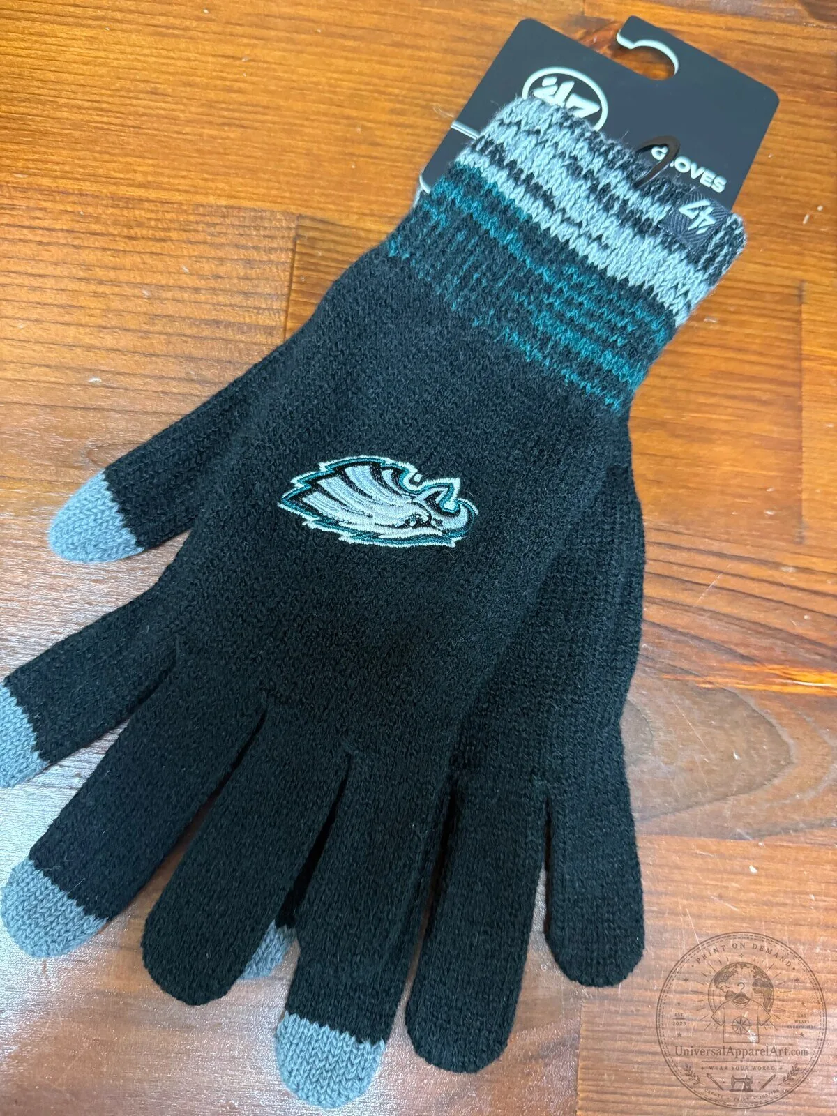 Philadelphia Eagles Black Knit Touchscreen Gloves with Team Logo