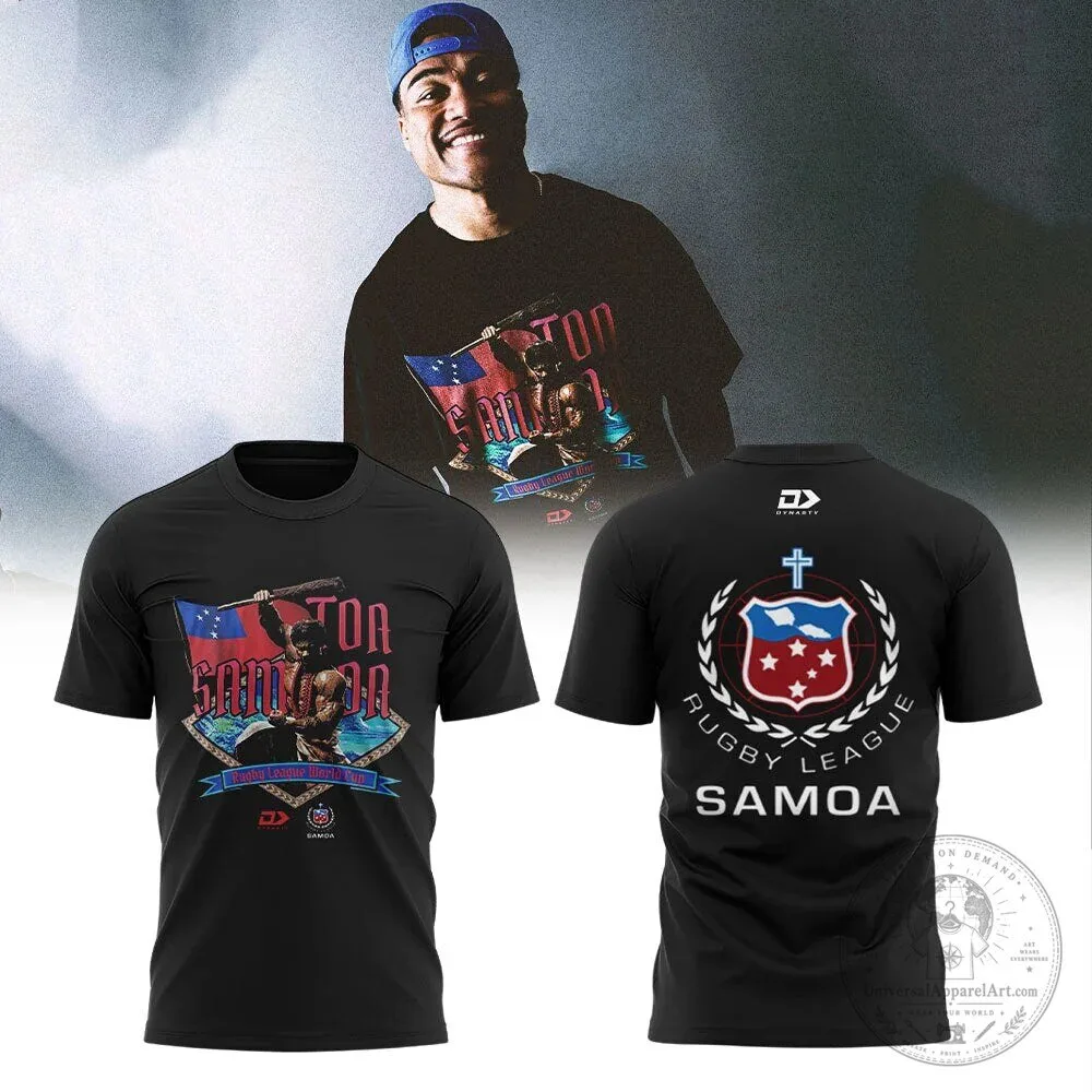 2022 Toa Samoa Rugby League World Cup Black T-Shirt for Fans