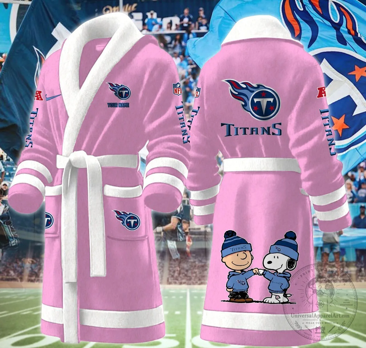 Tennessee Titans Snoopy Charlie Brown Personalized Fleece Bathrobe 12 Tennessee Titans Snoopy Charlie Brown Personalized Fleece Bathrobe