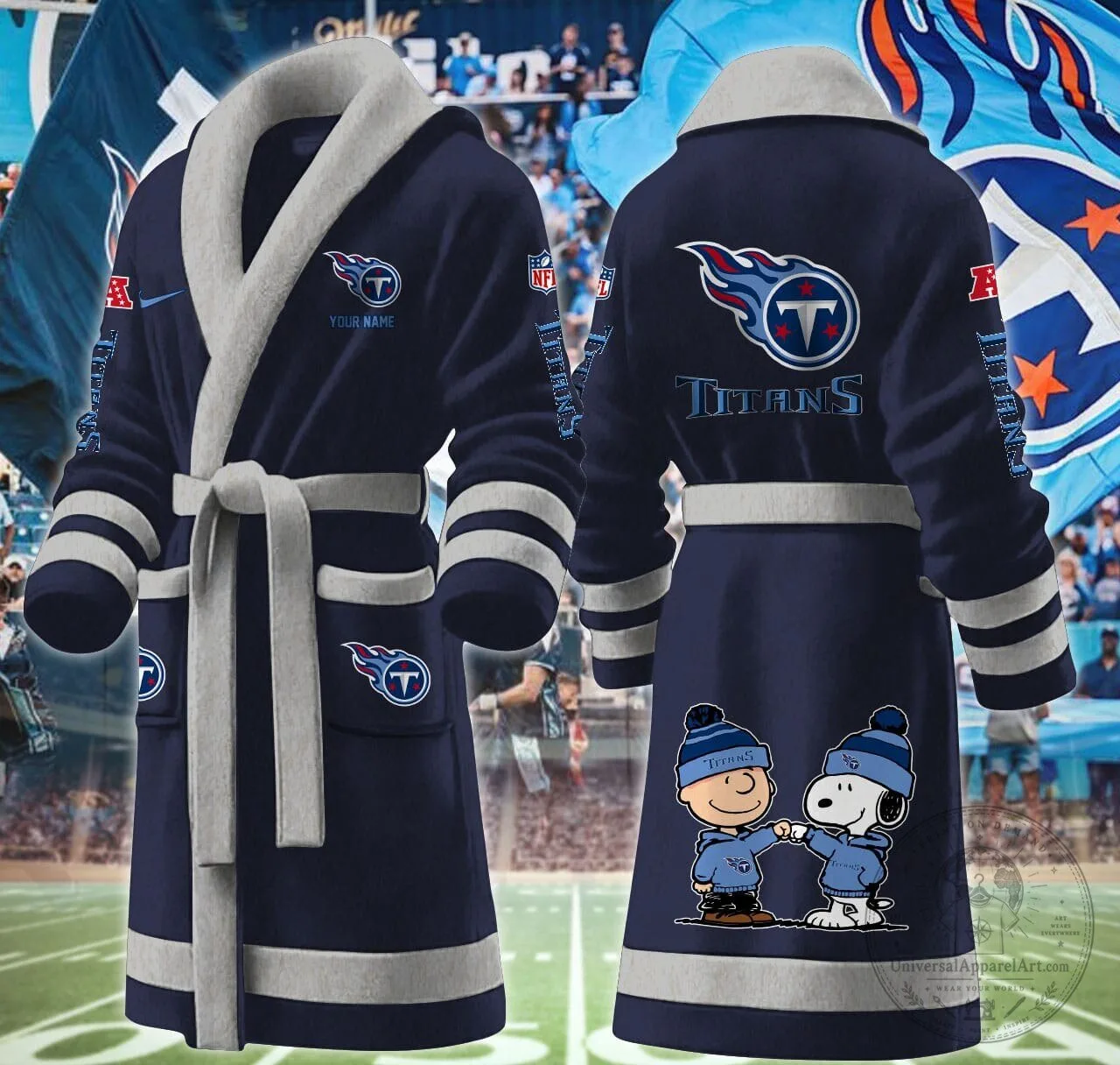 Tennessee Titans Snoopy Charlie Brown Personalized Fleece Bathrobe 14 Tennessee Titans Snoopy Charlie Brown Personalized Fleece Bathrobe