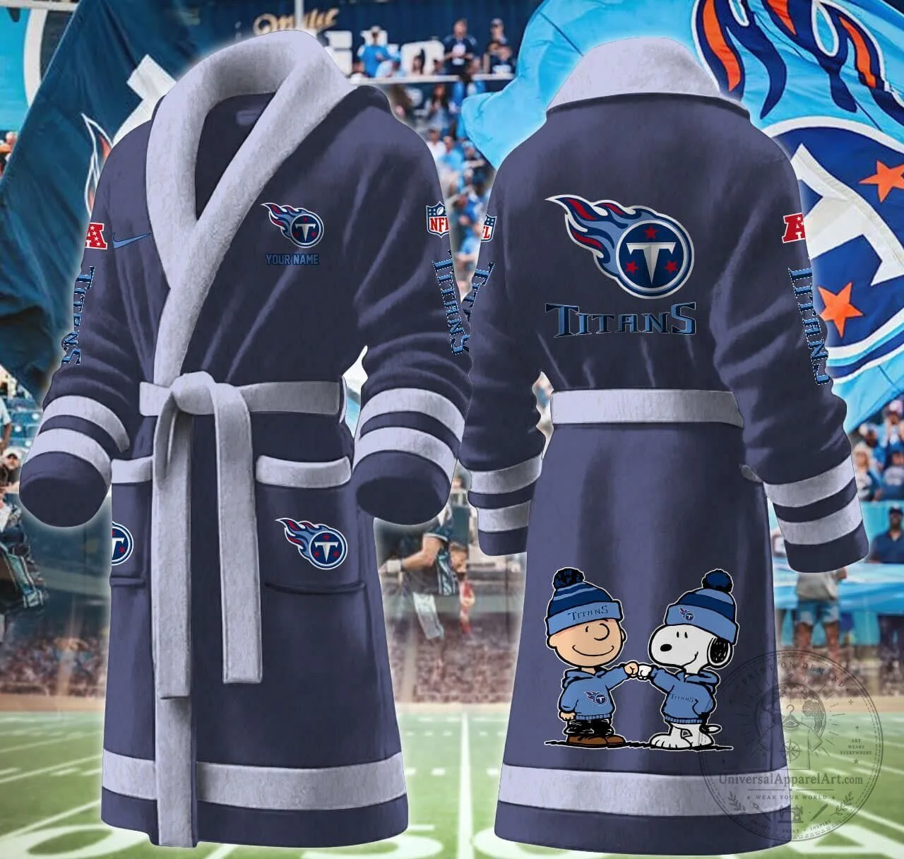 Tennessee Titans Snoopy Charlie Brown Personalized Fleece Bathrobe 16 Tennessee Titans Snoopy Charlie Brown Personalized Fleece Bathrobe
