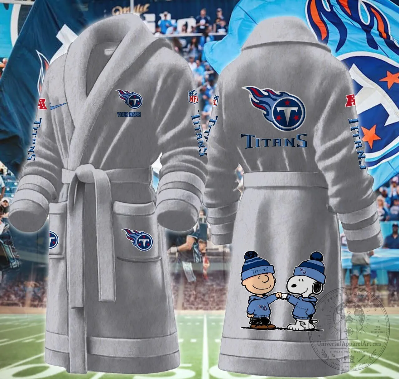 Tennessee Titans Snoopy Charlie Brown Personalized Fleece Bathrobe 18 Tennessee Titans Snoopy Charlie Brown Personalized Fleece Bathrobe