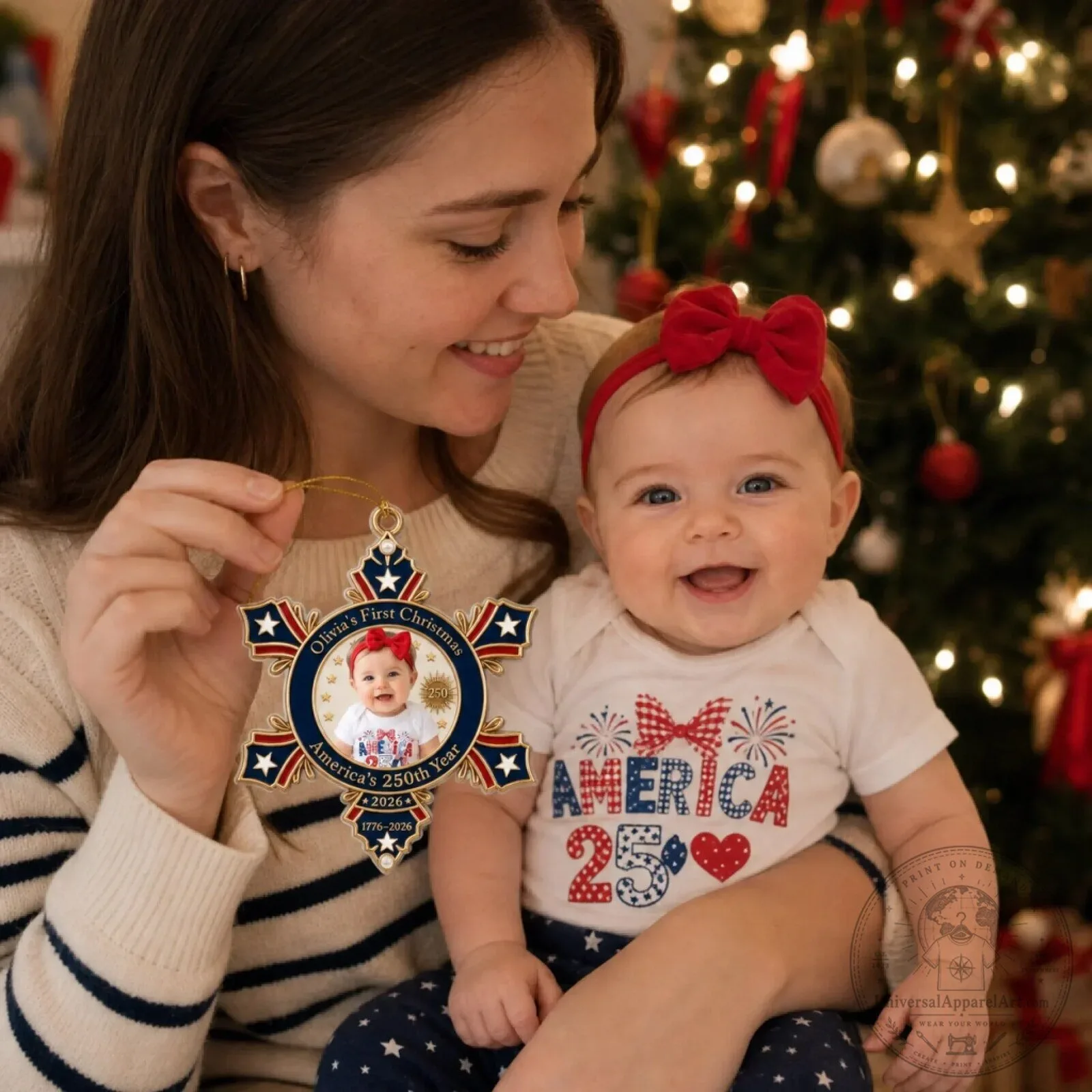 Personalized Baby's First Christmas America's 250th Year Snowflake Ornament 9 personalized baby s first christmas america s 250th year snowflake ornament gallery 2