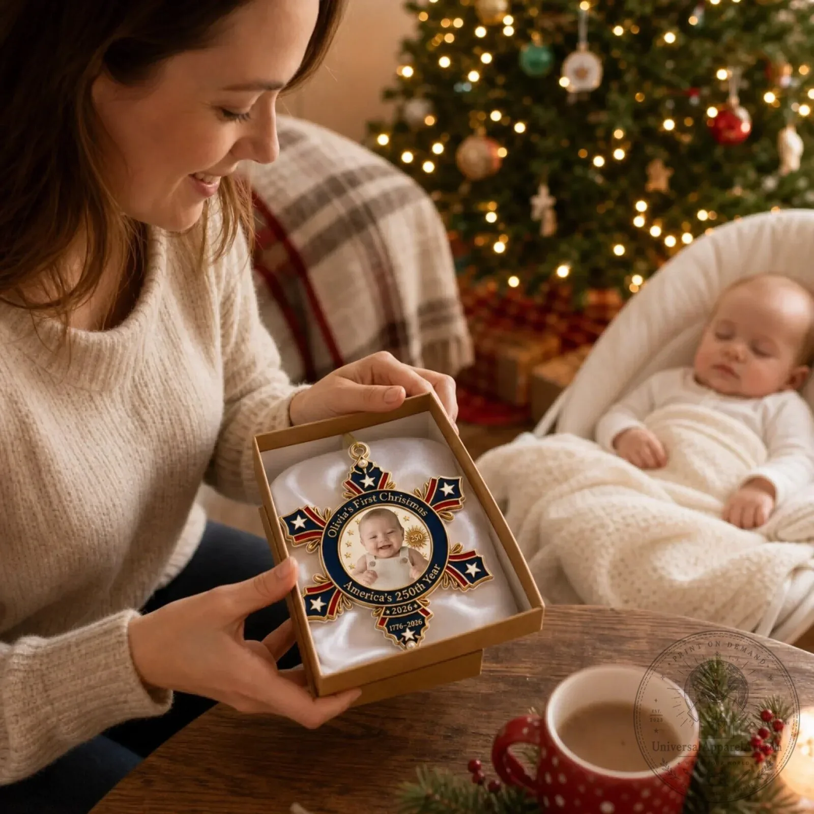 Personalized Baby's First Christmas America's 250th Year Snowflake Ornament 10 personalized baby s first christmas america s 250th year snowflake ornament gallery 3