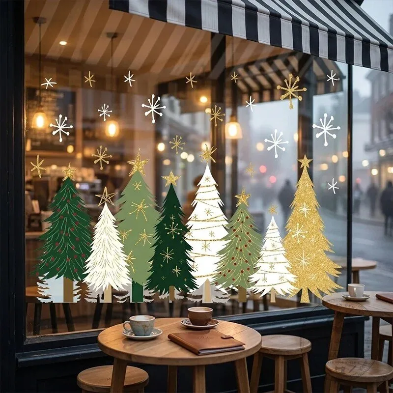 Christmas Pine Tree Static Cling Window Stickers Holiday Decor