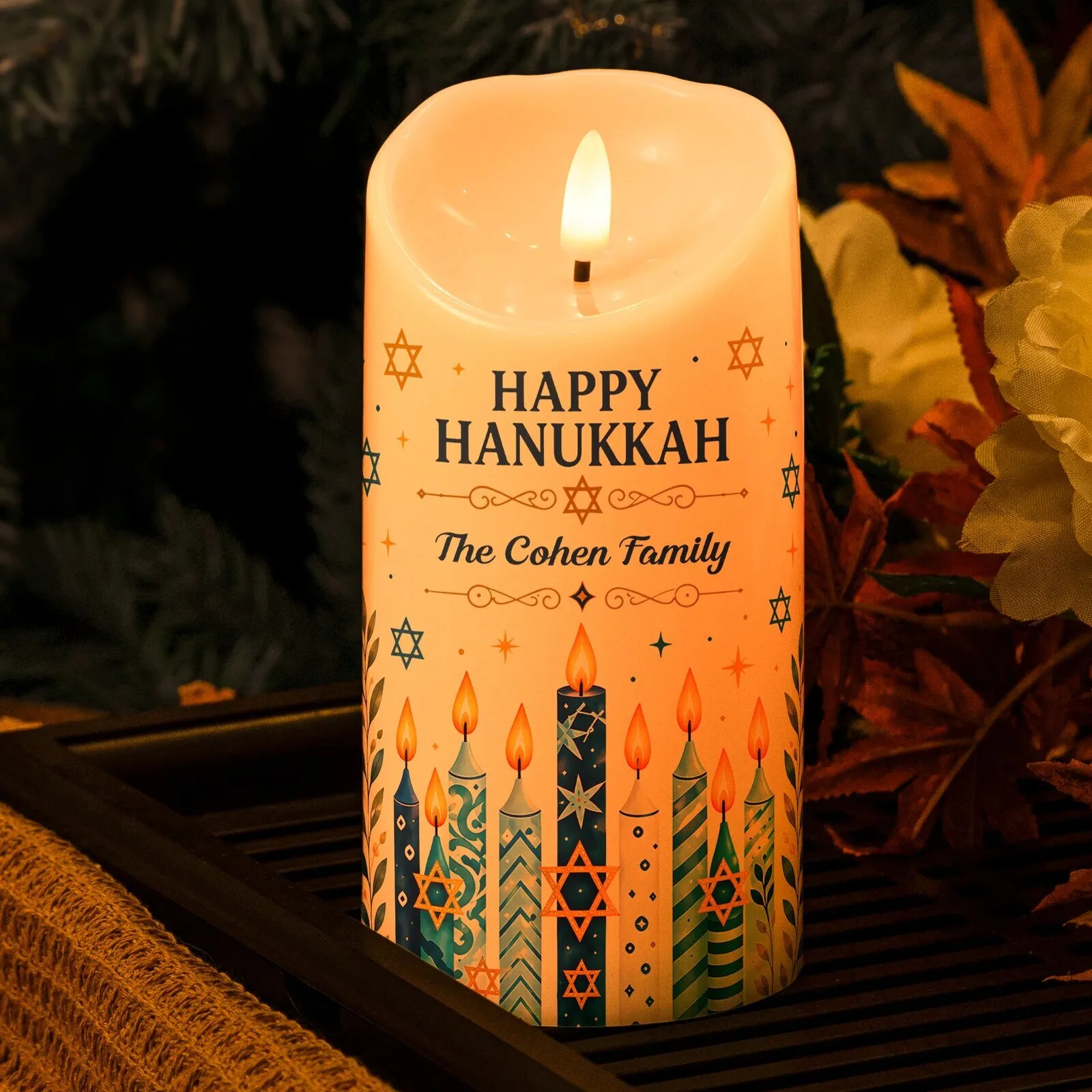 Personalized Happy Hanukkah Decorative LED Pillar Candle Lights for Home Decor 7 Personalized Happy Hanukkah Decorative LED Pillar Candle Lights for Home Decor