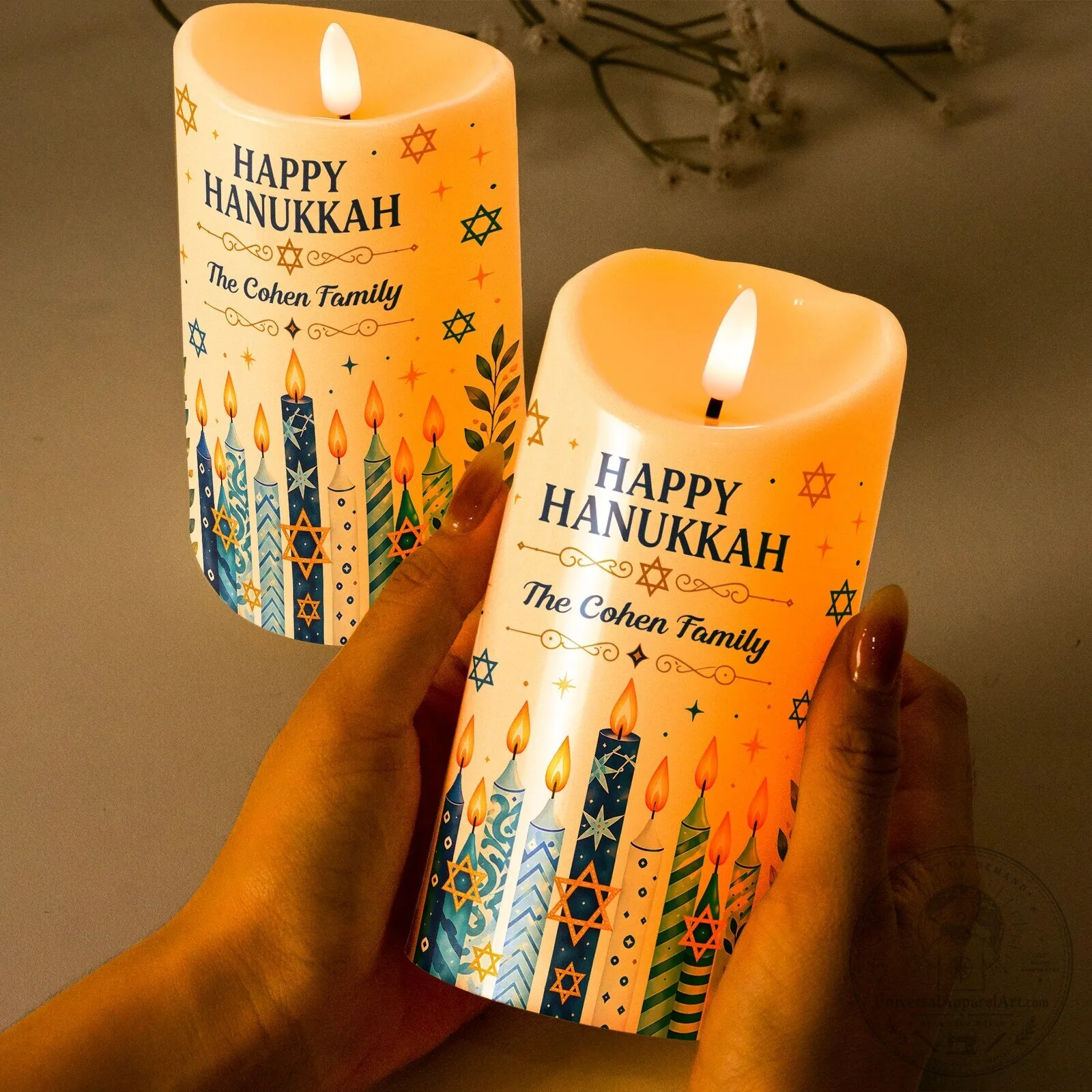 Personalized Happy Hanukkah Decorative LED Pillar Candle Lights for Home Decor 8 Personalized Happy Hanukkah Decorative LED Pillar Candle Lights for Home Decor