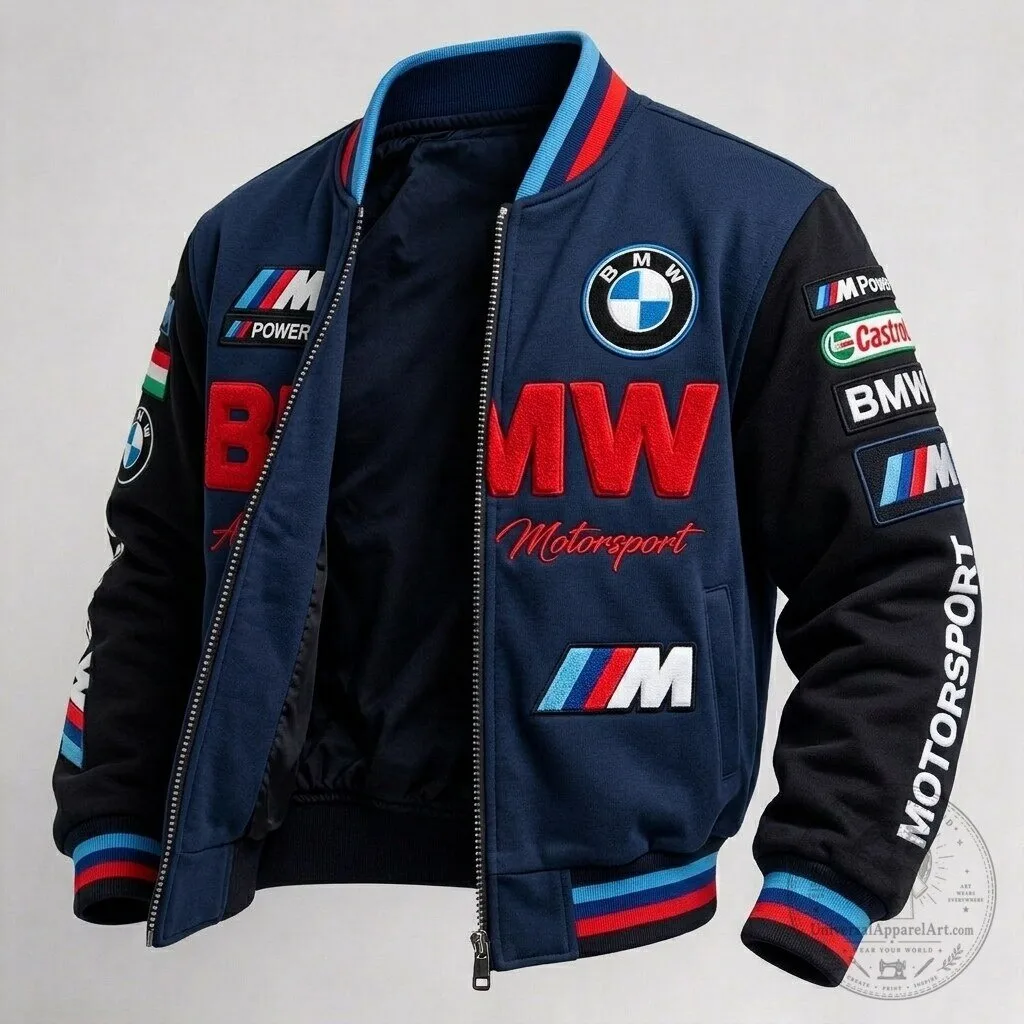 BMW Motorsport Racing Team Embroidered Bomber Jacket for Men