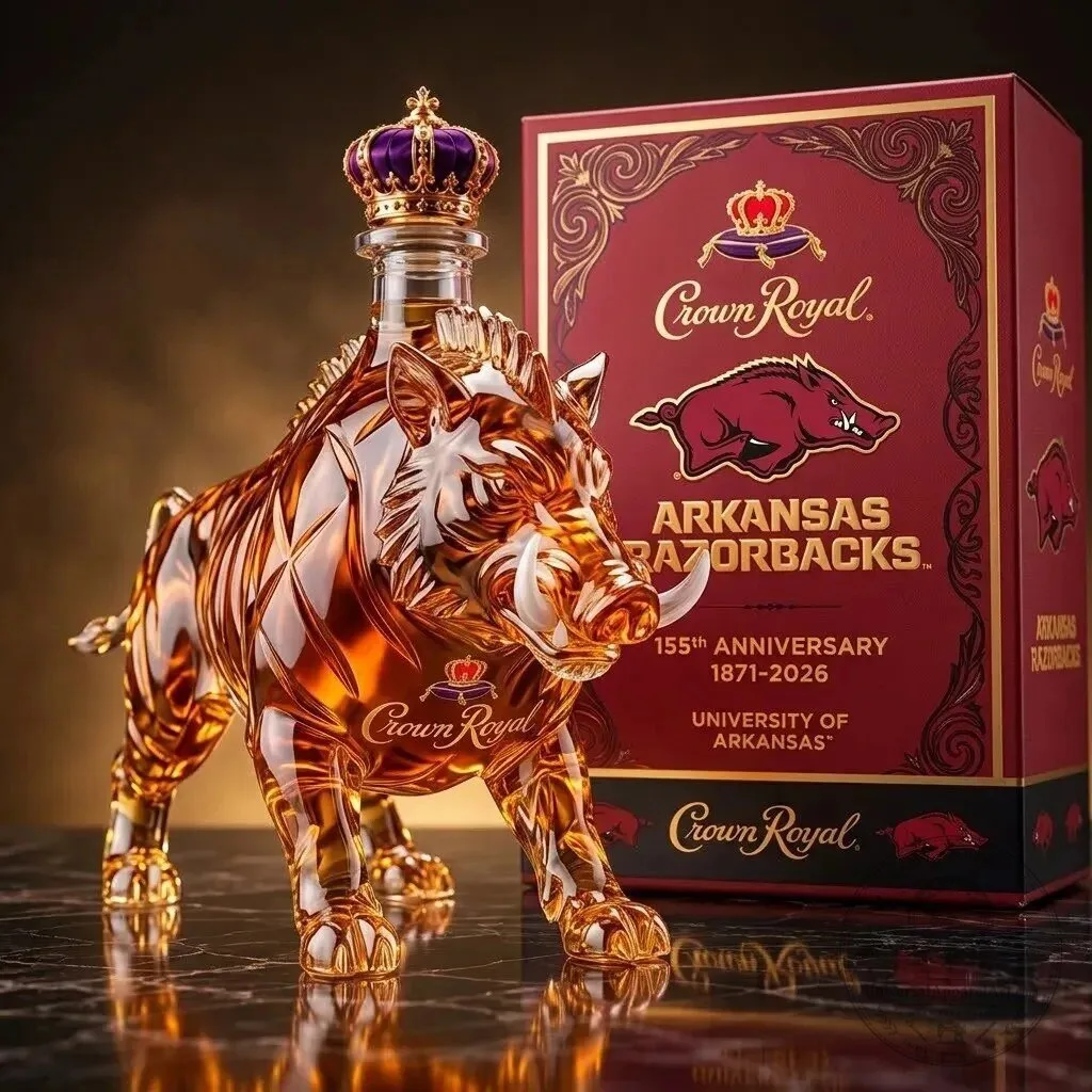 Crown Royal Arkansas Razorbacks 155th Anniversary Whiskey Decanter