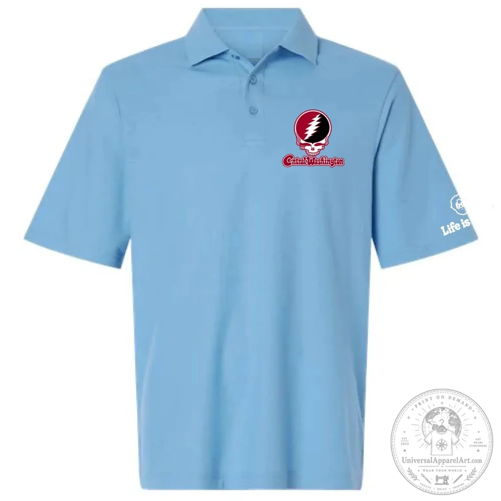 Central Washington Grateful Dead Stealie Skull Logo Polo Shirt Central Washington Grateful Dead Stealie Skull Logo Polo Shirt