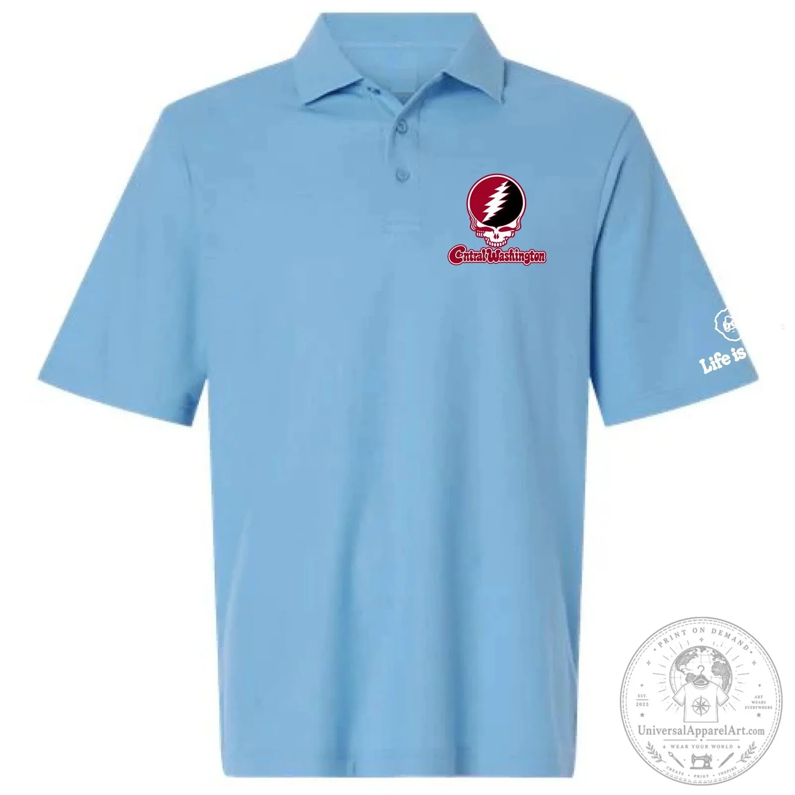 Central Washington Grateful Dead Stealie Skull Logo Polo Shirt
