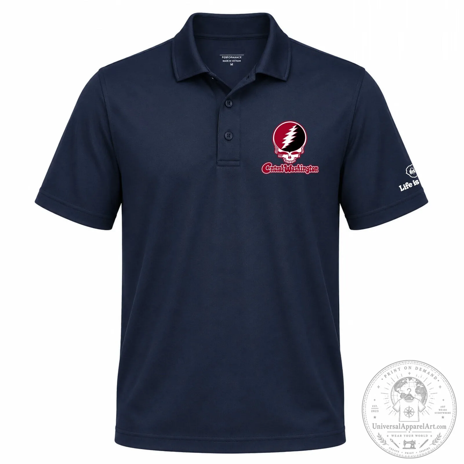 Central Washington Grateful Dead Stealie Skull Logo Polo Shirt 5 Central Washington Grateful Dead Stealie Skull Logo Polo Shirt