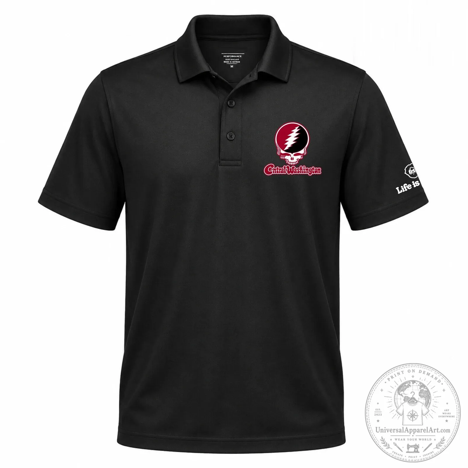 Central Washington Grateful Dead Stealie Skull Logo Polo Shirt 6 Central Washington Grateful Dead Stealie Skull Logo Polo Shirt