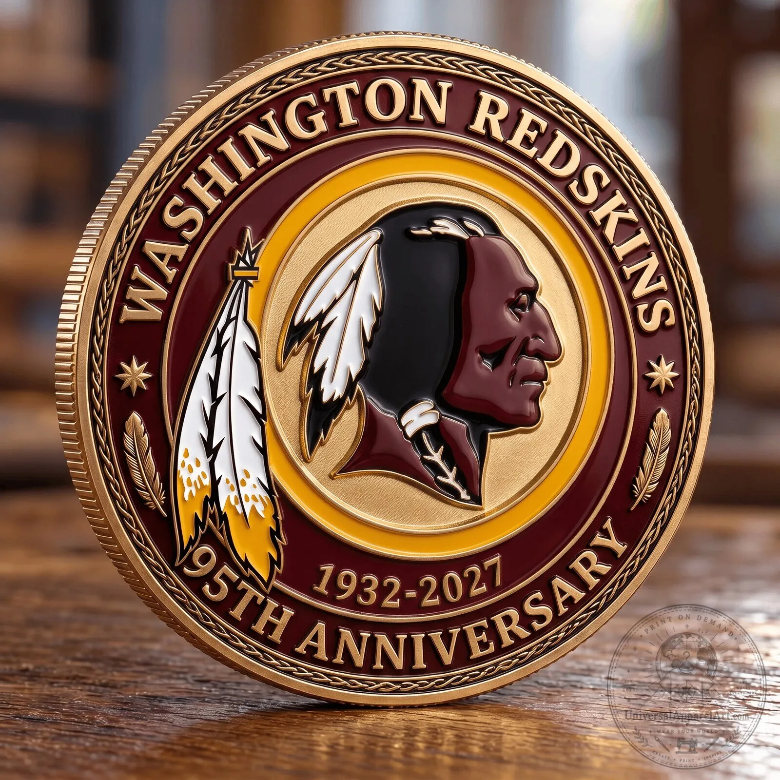 Washington Redskins 95th Anniversary Commemorative Gold Plated Coin